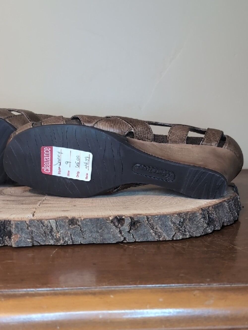 NWT Baretraps Brown Leather Dacey Huarache Sandal Womens Wedge 9 - Picture 9 of 15